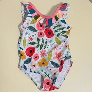 Penelope Plumm Girls Floral Ruffle One Piece Swimsuit - Size 2T